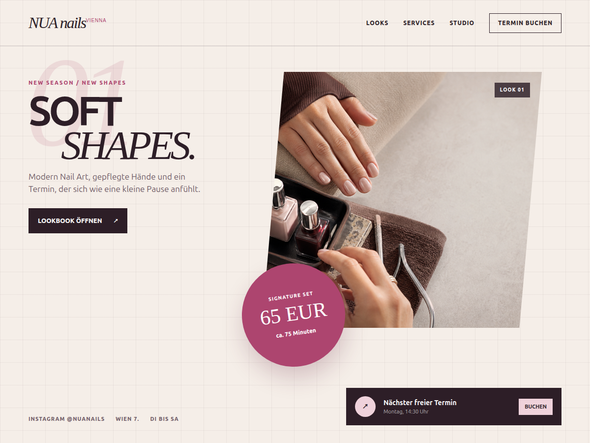 Designbeispiel für eine Studio Website